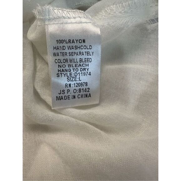 Entro women’s cream long bell sleeve tie front short dress size Large #38-0975 - Picture 5 of 6